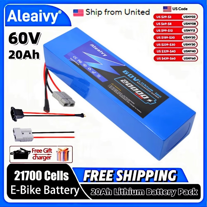 Aleaivy 60V 20Ah 30Ah 21700 Li - 60V 30Ah 21700 Battery Pack 评论和价格