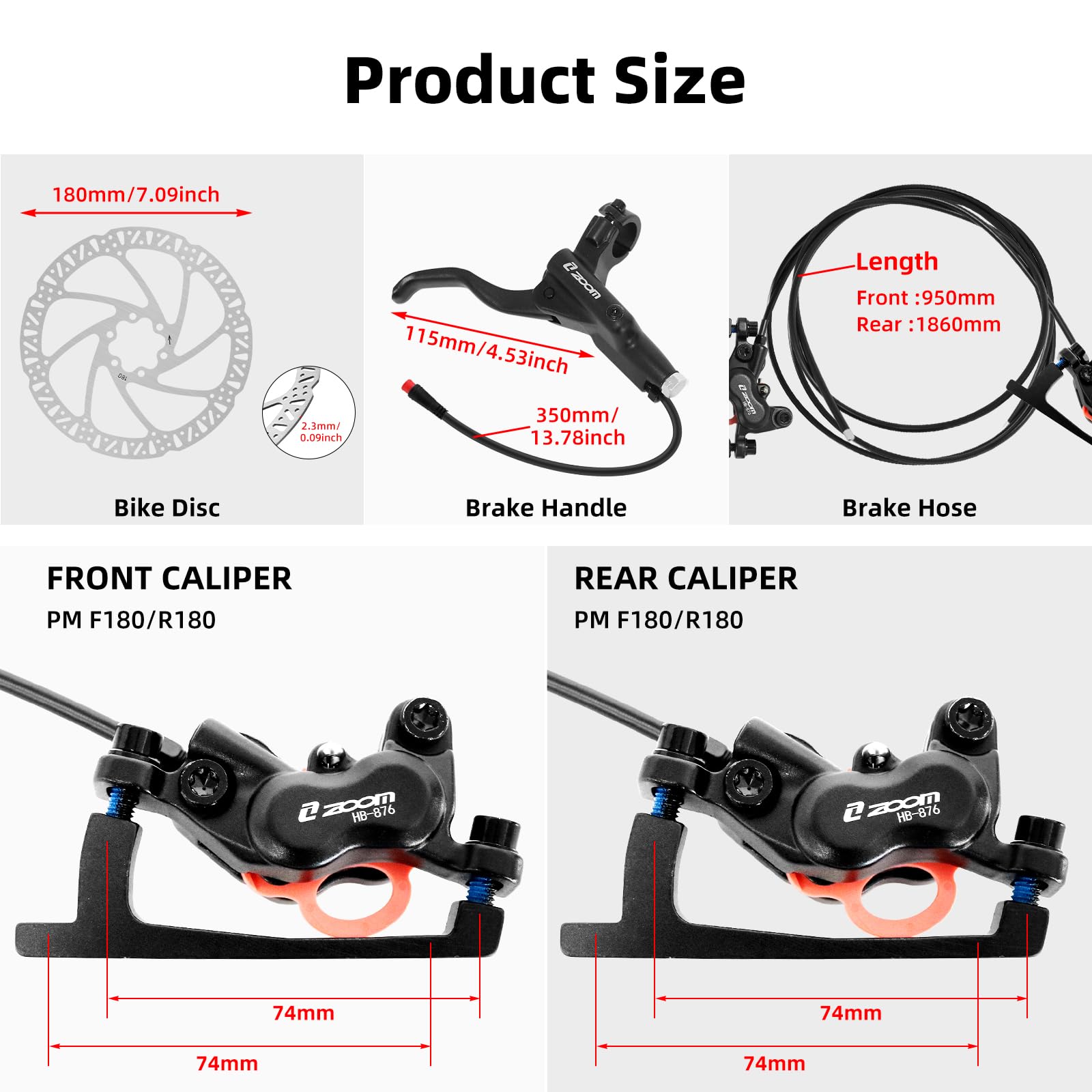 ZOOM HB876E Hydraulic Disc Bra - Zoom Hydraulic Brake 4 Piston E-Scooter 评论和价格